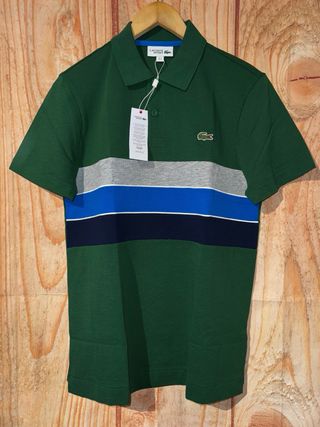 Polo Lacoste Verde Rayas