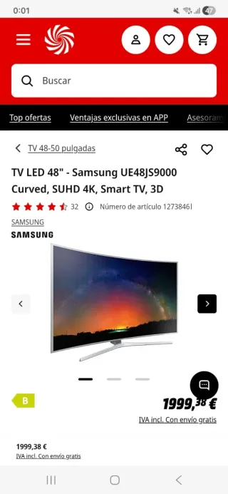 Samsung TV Serie 9000 4K Smart TV( LEER )