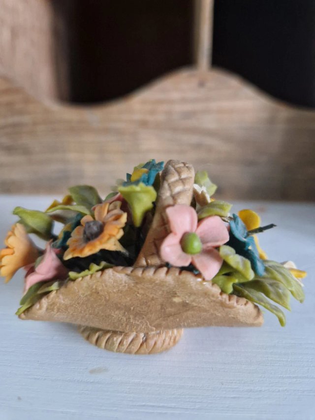 Cesto Flores Porcelana