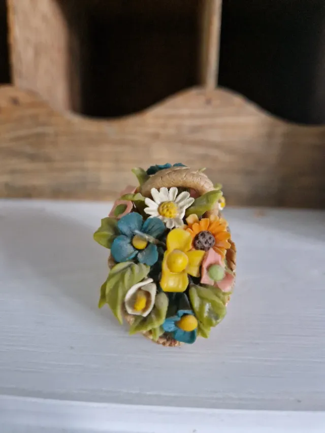 Cesto Flores Porcelana