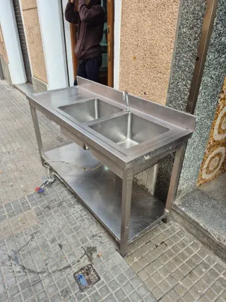 Fregadero industrial doble acero inoxidable
