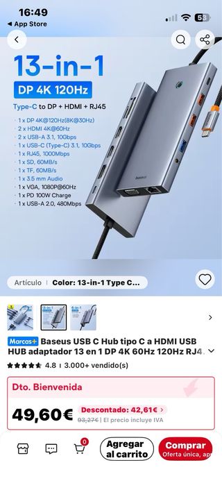 Baseus 4K@120Hz CLARITY Hub 13 Puertos