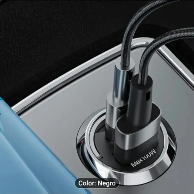 Cargador Mechero 100W PD USB-C Negro