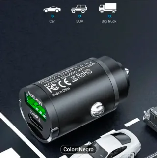 Cargador Mechero 100W PD USB-C Negro