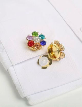 Botões Magnéticos Flor Cristal Verde Prata