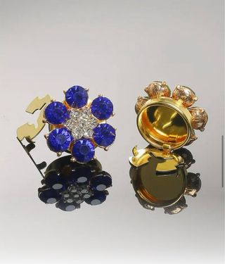 Botões Magnéticos Flor Cristal Verde Prata