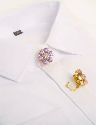 Botões Magnéticos Flor Cristal Verde Prata