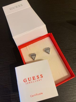 Pendientes Guess Diamante Plata Usados 1 Vez