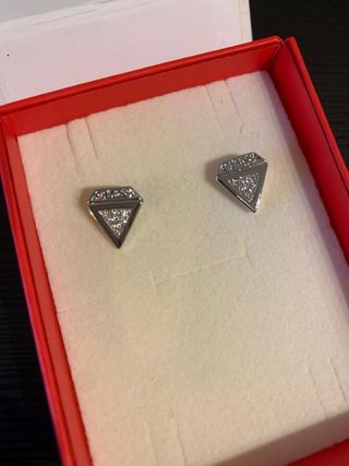 Pendientes Guess Diamante Plata Usados 1 Vez