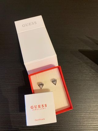 Pendientes Guess Diamante Plata Usados 1 Vez