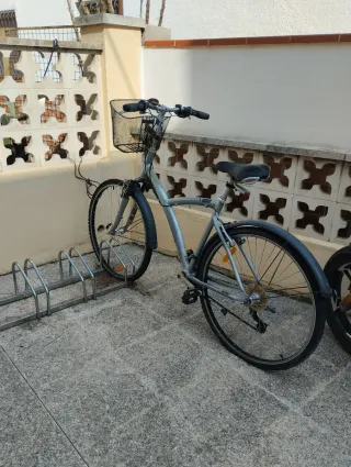 Bicicleta de paseo plateada