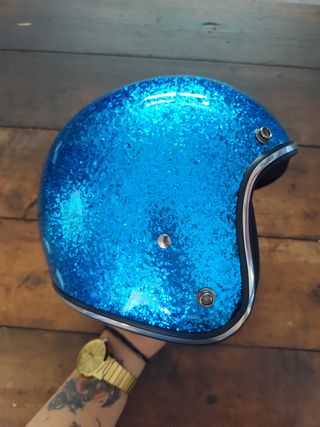 Casco metal flake blu