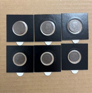6 Monedas de 5 y 10 ctmos Italia