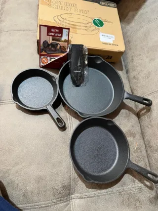 Set 3 Sartenes Hierro Fundido NUEVAS!!