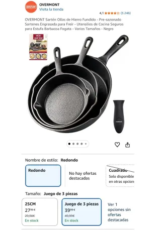 Set 3 Sartenes Hierro Fundido NUEVAS!!