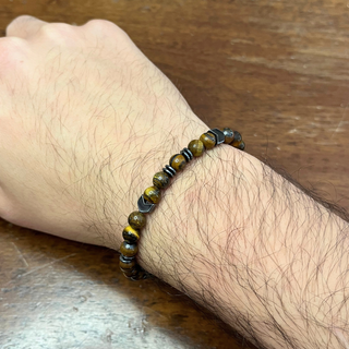 Braccialetto uomo Pietre Naturali Tigre & Ematite