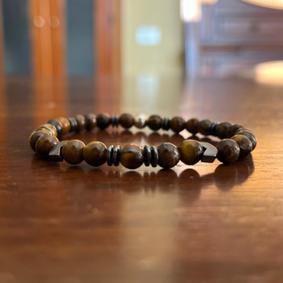 Braccialetto uomo Pietre Naturali Tigre & Ematite