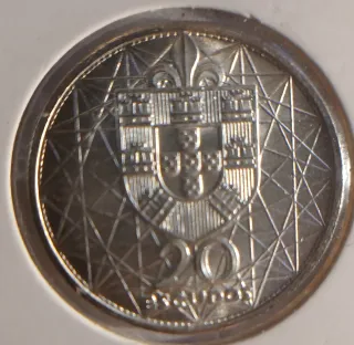 Moneda 20 Escudos Portugal Plata 1966
