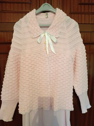 Conjunto Mañanita y Camisón Rosa