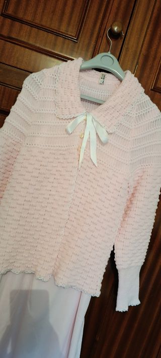 Conjunto Mañanita y Camisón Rosa