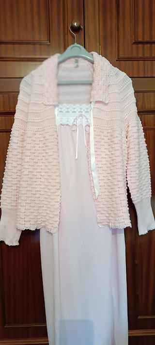 Conjunto Mañanita y Camisón Rosa