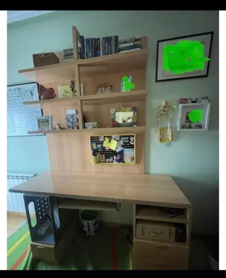 Escritorio con librería y estantería integrada