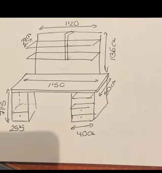 Escritorio con librería y estantería integrada
