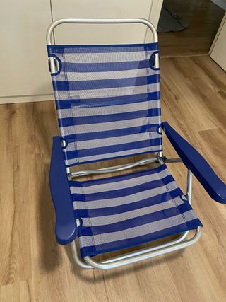 Silla de Playa Plegable Azul y Plateada