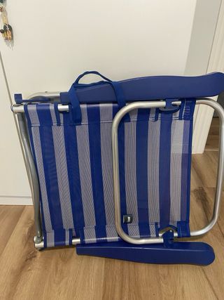 Silla de Playa Plegable Azul y Plateada