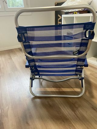 Silla de Playa Plegable Azul y Plateada
