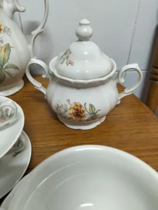Juego de café Pontesa porcelana floral