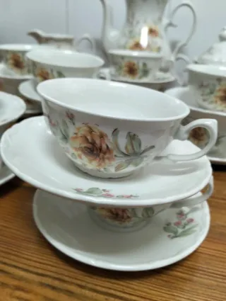 Juego de café Pontesa porcelana floral