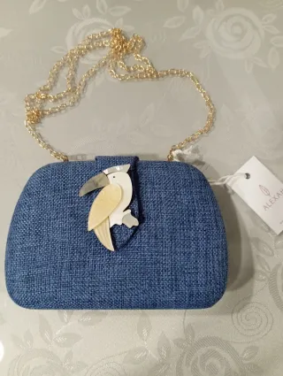 Bolso Alexander azul  cadena dorada broche nacar