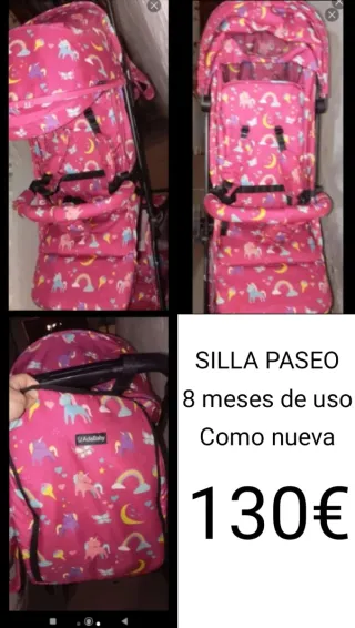 Silla de paseo unicornios rosa