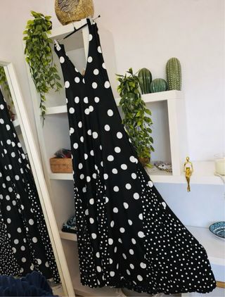 Vestido largo lunares invitada Feria