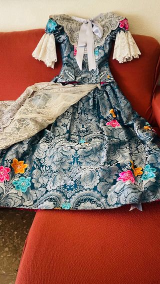 Traje Fallera Talla 36-38 Azul Cobalto