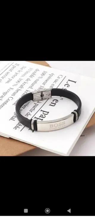 Pulsera BOSS Negra y Plateada