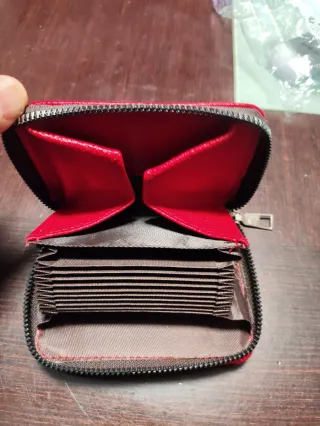 Cartera Tarjetero Plegable Roja y Negra