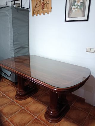 Mesa comedor extensible madera con cristal