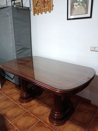 Mesa comedor extensible madera con cristal