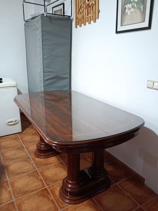 Mesa comedor extensible madera con cristal