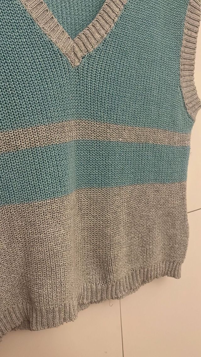 Chaleco de punto rayas azul y gris Talla M