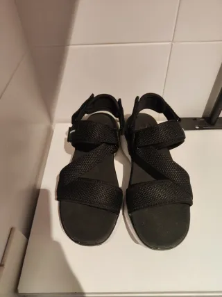 Sandalias Skechers D Lux Walker Mujer Negras