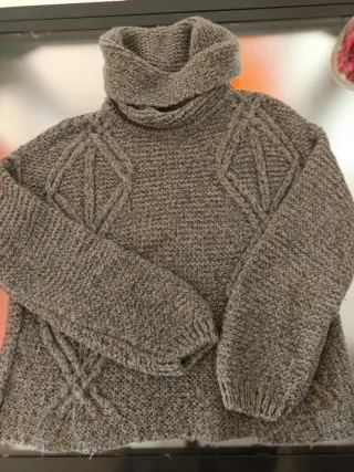 Jersey Zara Lana Mujer Cuello Alto Gris