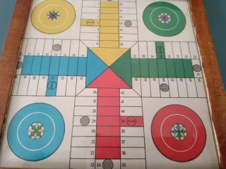 Antiguo Parchís Madera Cristal