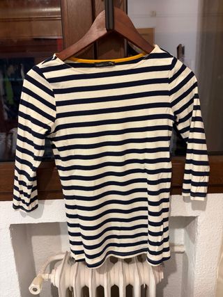 Camiseta Zara Rayas Azul Marino y Blanco