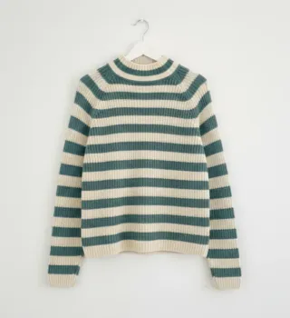 Jersey de mujer a rayas beige y verde