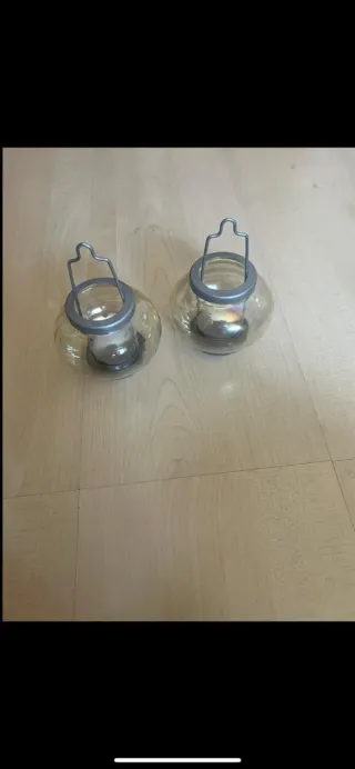 Coppia Portacandele Vetro e Metallo