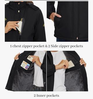 Chaqueta Negra Impermeable Forrada