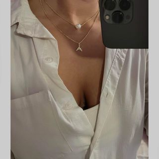 2 collane dorate separate-unite con stampa